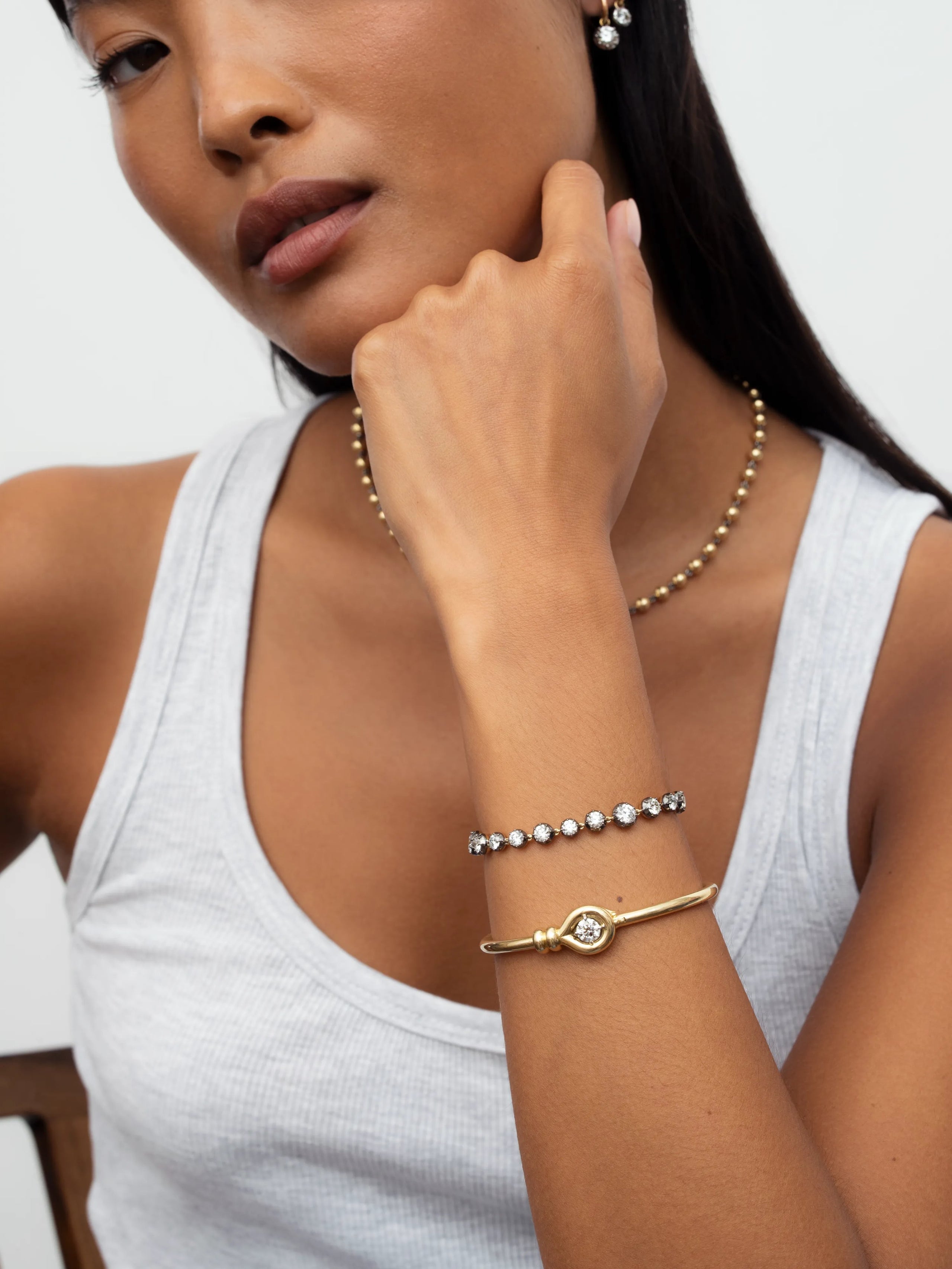 Signature Diamond Button Back Bracelet