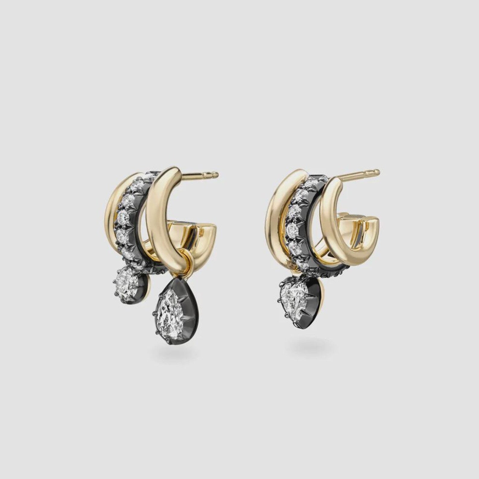 Multi Shape Diamond Tripset Hoop Earrings, Mixed Cut Diamond Hoops, Gift for Her, Earrings for Women, Anniversary Gift, Laelouris