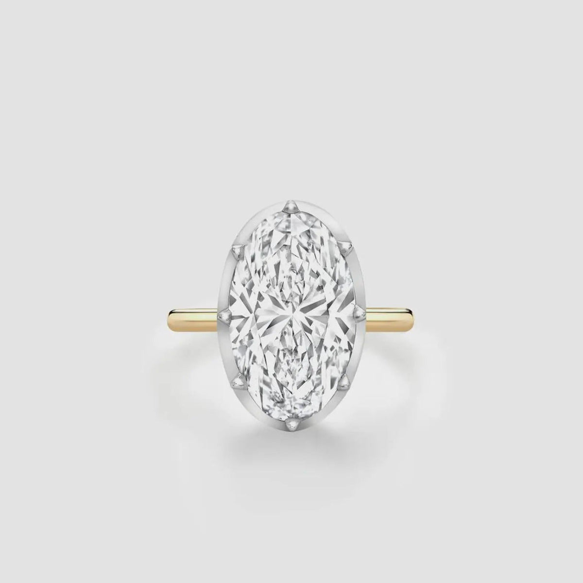 Oval Lab Diamond Ring E–F VVS/VS Georgian-Inspired Button Back