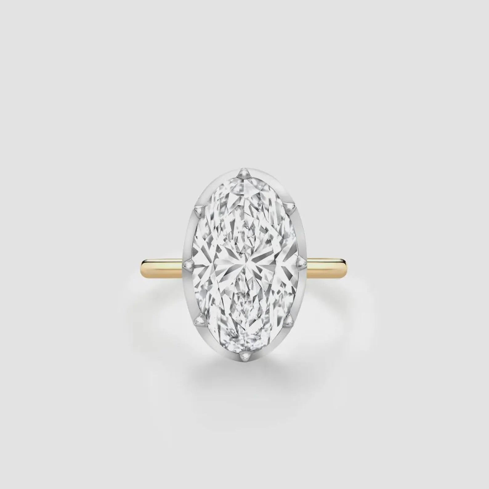 Oval Lab Diamond Ring E–F VVS/VS Georgian-Inspired Button Back