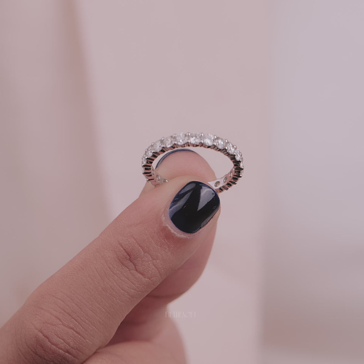 Round Lab Grown Diamond Eternity Band, Shared Prong White Gold Wedding Ring